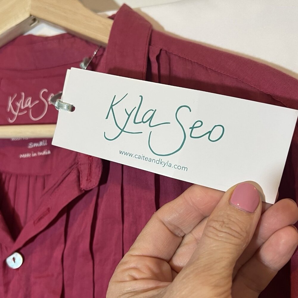 Anthropologie Kyla Seo Blouse Small Size Cotton Embroidery Pink Shirt Buttons - Picture 7 of 13
